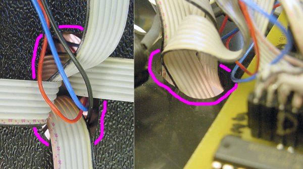 Oval hole to pass ribbon cables through the base of the robot.