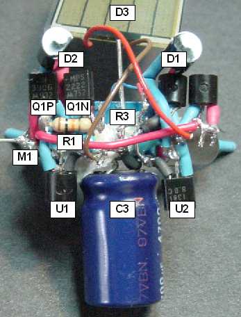 Electronic parts labeled on solar robot Appetizer.