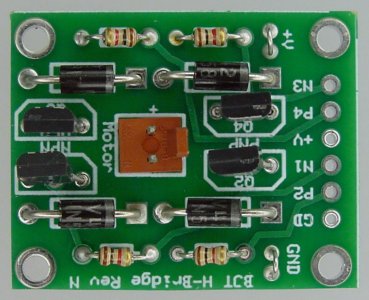 Compact BJT motor driver board.