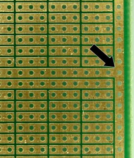Perf board with 3-hole islands, buses, and corner patterns.
