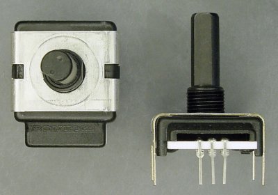 Top and side view of a Bourns rotary encoder.