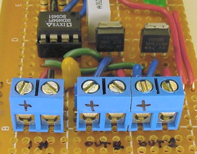 PC fan driver circuit with IXYS MOSFET driver and International Rectifier FU5505 power MOSFETs