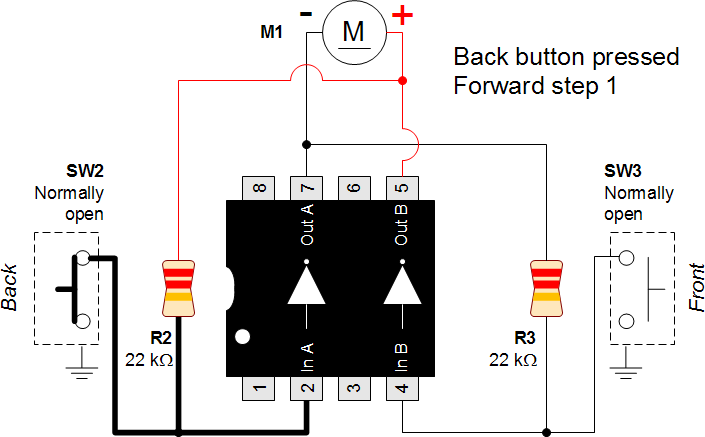 6 Back button pressed Forward step one