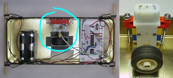 Overhead view of Flip-Flop robot, with focus on motor-mount screw details.