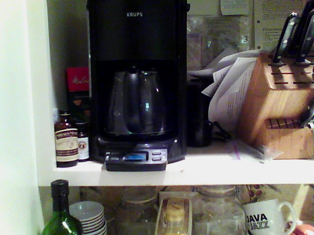 Coffee maker idle visible