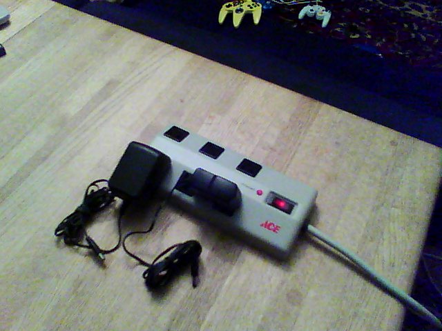Power adapters visible