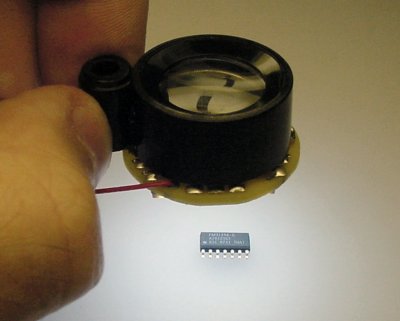 Loupe magnifier with LED light ring.