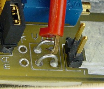 Test point hookups created from simple half loops of wire.