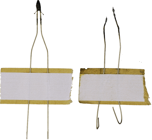 Estes model rocket igniter before and after launching