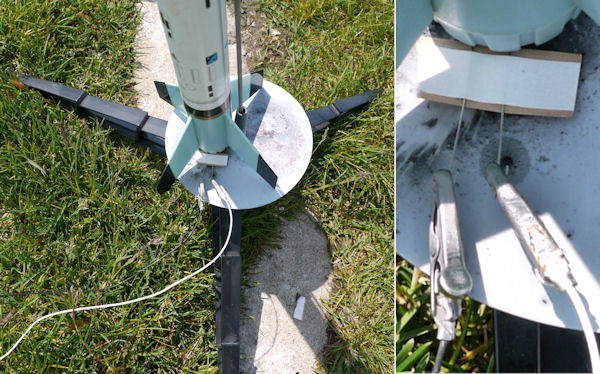 Igniter in rocket on launchpad