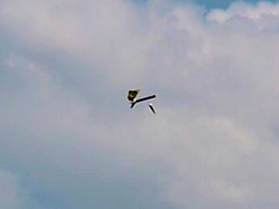 Parachute caught on tail fin