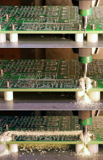 Tiny 1 millimeter end mill separating inner PCB