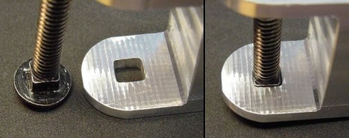 Square bolt hole in satellite radio bracket