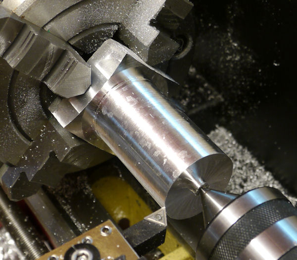Machined magnesium cylinder showing crystal boundaries before polishing