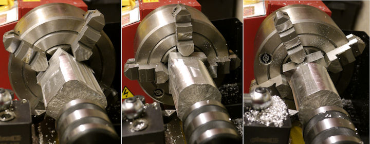 Rounding a cylinder from a block on a lathe