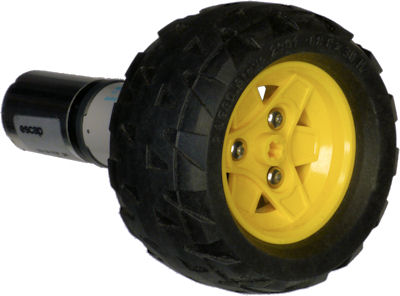 Lego wheel securely attached to escap gearmotor