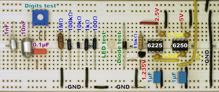 Precision components and other parts for testing multimeter accuracy