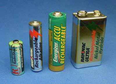 Batteries sizes (left to right): N, AAA, AA, 9 V