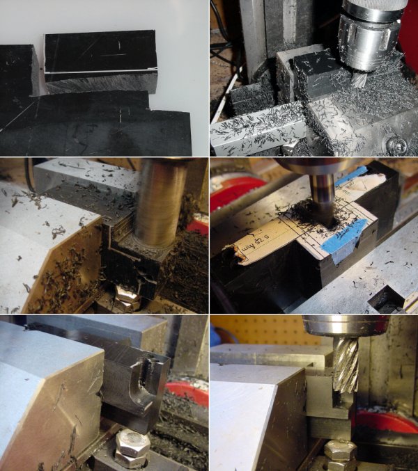 Machining a robot body out of solid ABS plastic on a mini milling machine.