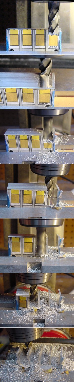 Cutting an aluminum tined comb on a miniature milling machine for aligning arms on a combat robot.
