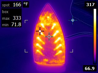 Infrared image of uneven heating of household iron