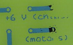 After etching the marker portion failed to protect the underlying copper