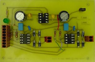 Front side of PCB with components in place and top layer point-to-point wires