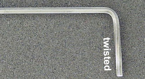 A 0.050-inch hex key with a twisted end.