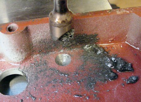 Starting a large hole in cast iron with a countersink.