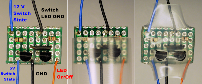 Level-shifter circuit board shrink wrapped.