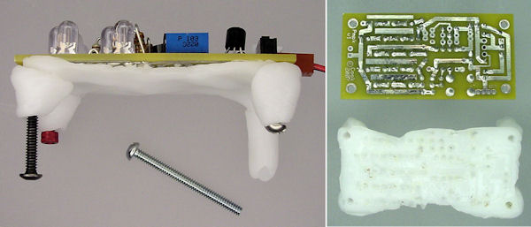 Testing screw alloys and a circuit board with ShapeLock plastic.