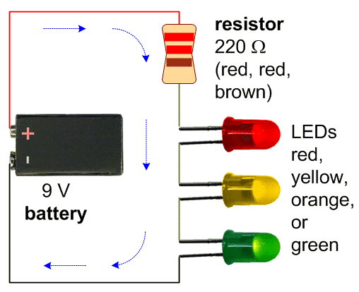 Schematic for an LED Pumpkin Candle with three LEDs.