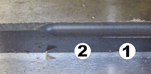 Before and after bevelling edge of lip