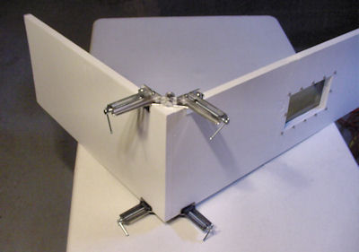 Corner clamps in place on wood