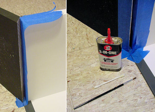 Taping and oiling all but one side to prevent sticking