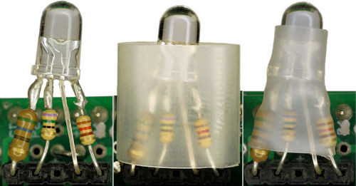 Clear heat shrink tubing protecting RGB color LED