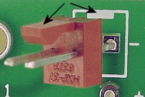 Molex connector inserted with strain relief / polarizing tab matching outline on PCB