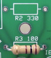 Resistors are non-polarized and can be inserted with either pin in either hole