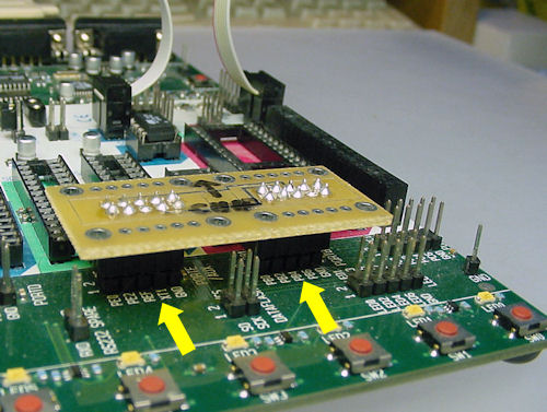 ATtiny 8-pin quick-connect installed on STK500.