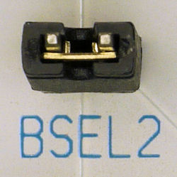STK500 BSEL2 jumper for high-voltage programming.
