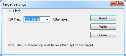 STK500 ISP communication frequency