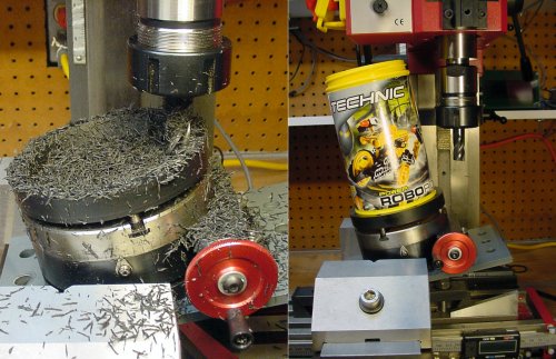 Left: Machining the inner diameter of a ring to a precise angle. Right: Checking the diameter for an exact fit.