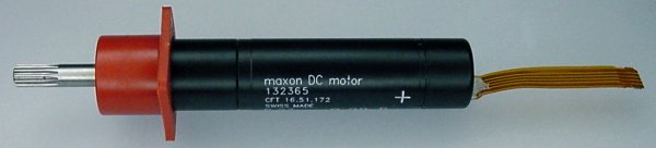 Miniature Maxon DC motor with encoder and flex cable.