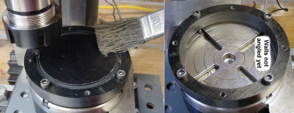Milling the inner diameter of a disc with straight (vertical) walls.