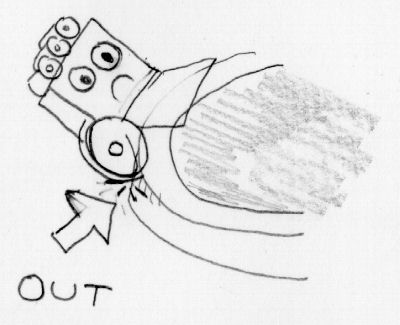 A robot losing a round when its wheel touches the side of the ring