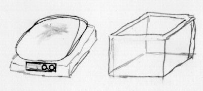 A digital scale and size box