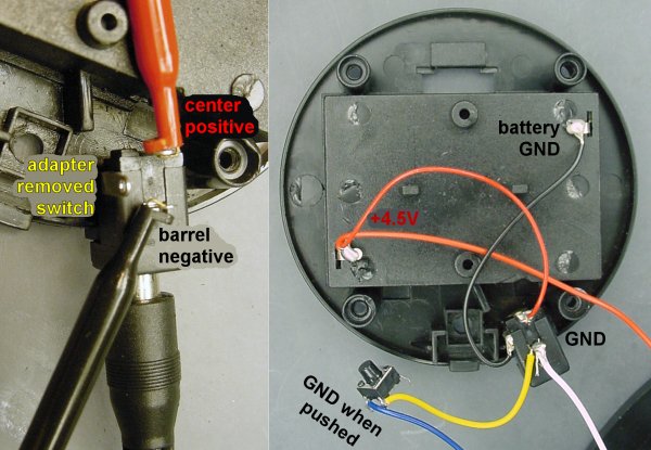 AC adapter power jack and battery pack wiring.