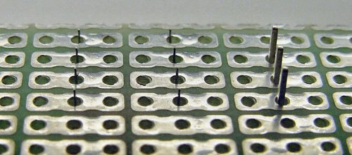 Three-hole solder-pad perf board